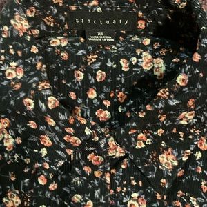 Sanctuary Corduroy Floral Shirt . Button down with snaps and two front pockets.